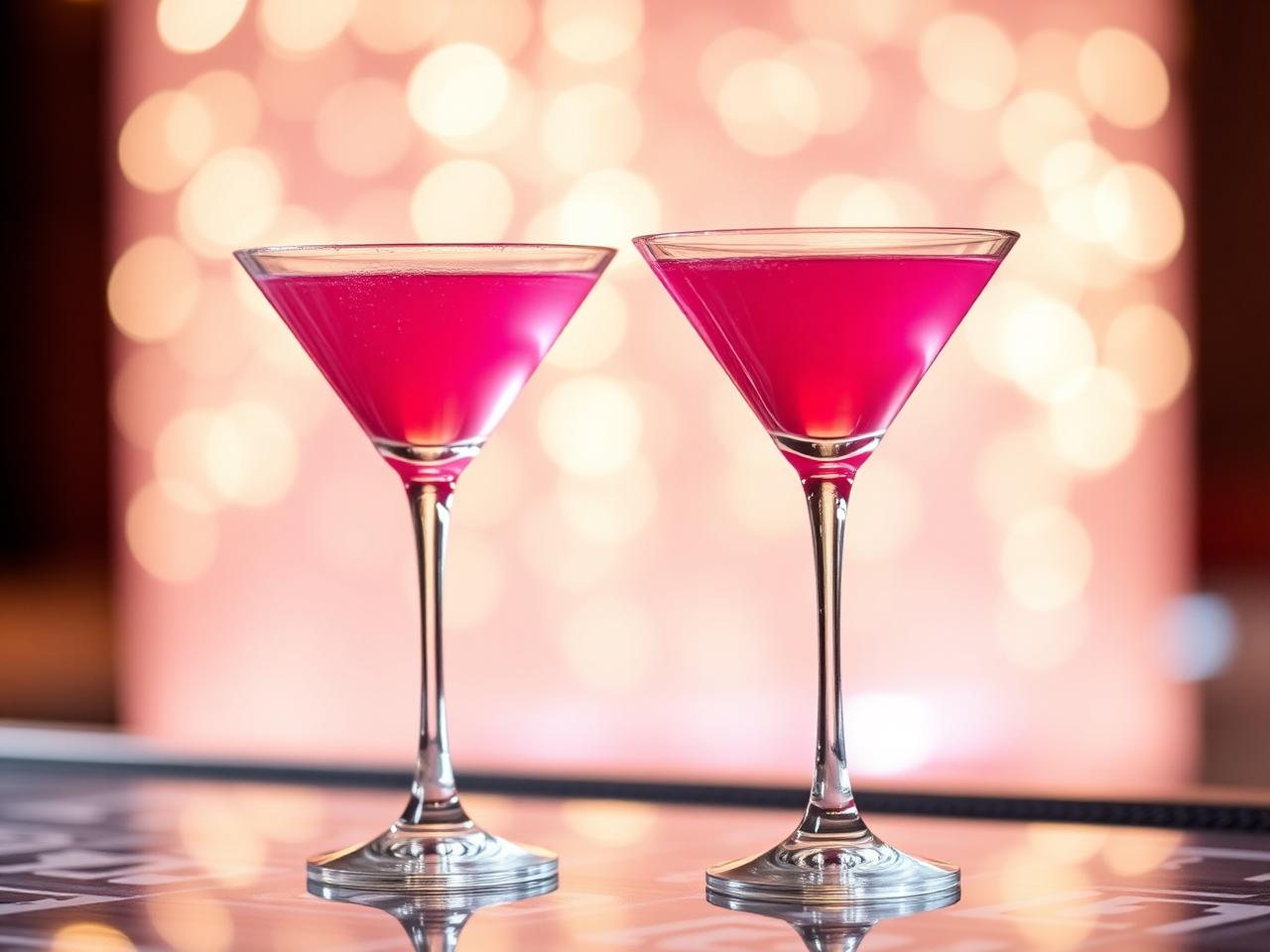 Pink martini cocktails